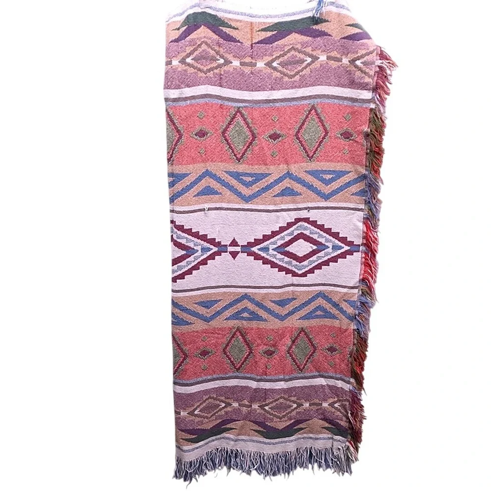Tapestry Fringe Throw Blanket Multicolor Southwestern Boho Aztec Geometric
